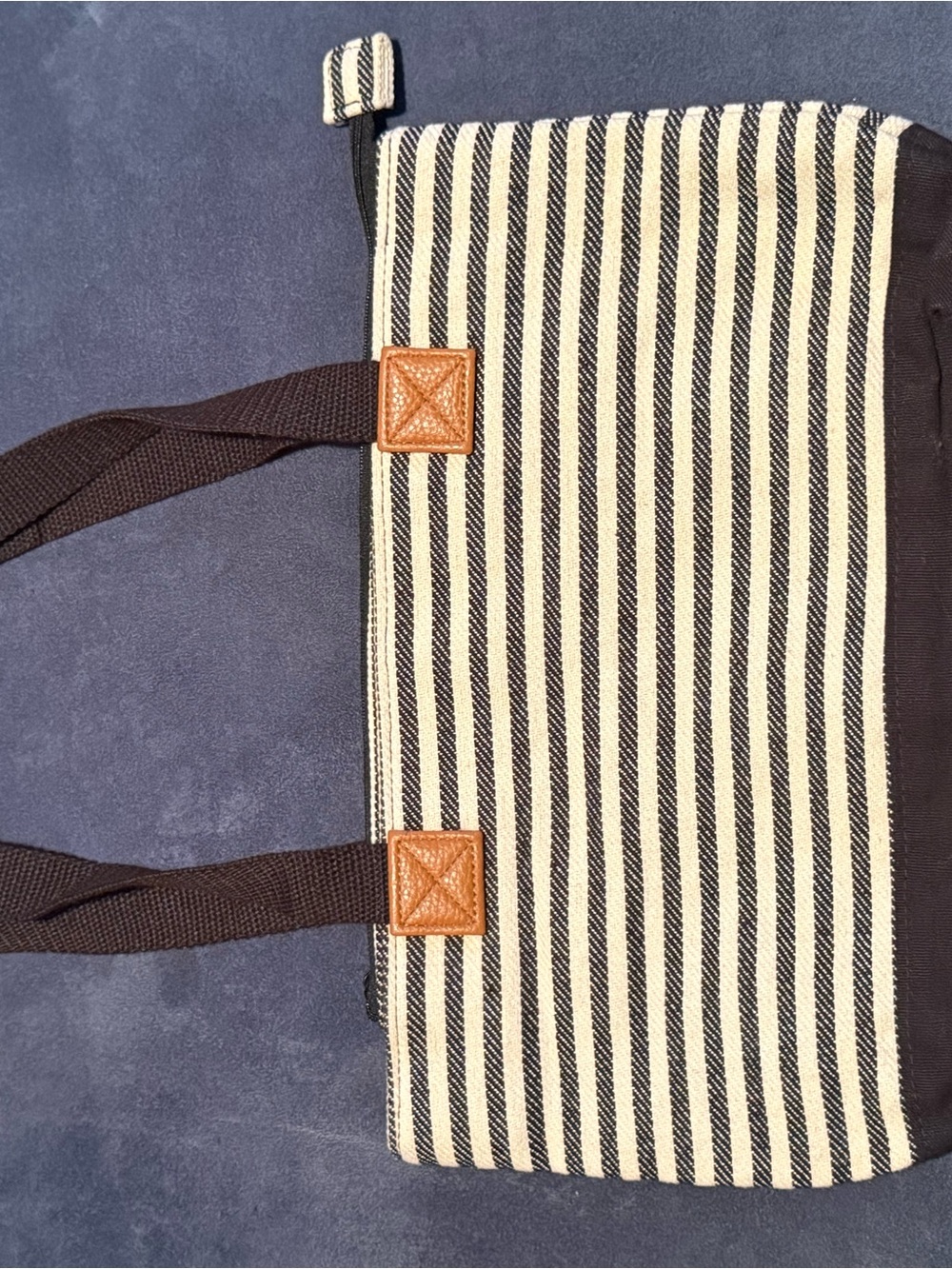 thirty-one Black and Cream Striped Shoulder Tote